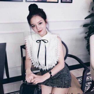 Sét sơ mi ren +chân váy dạ