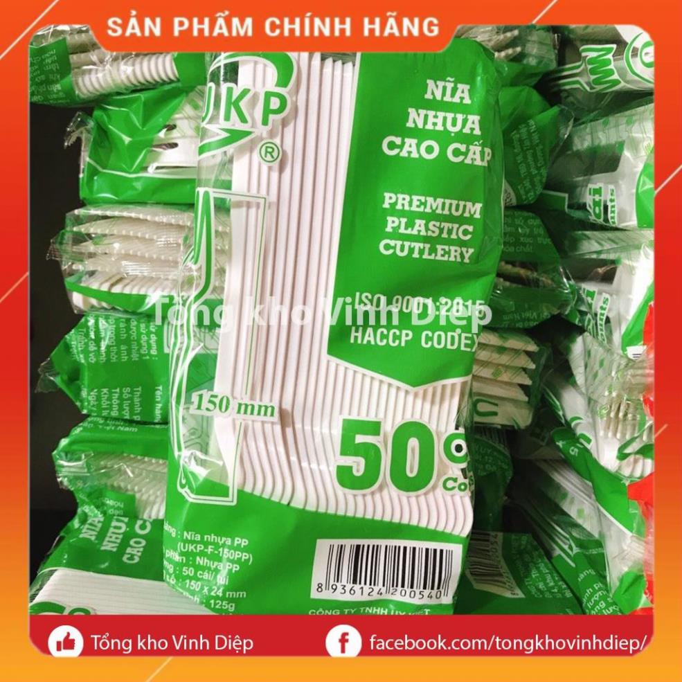 Combo 1 túi 50 chiếc dĩa nhựa cao cấp dùng 1 lần màu trắng sữa