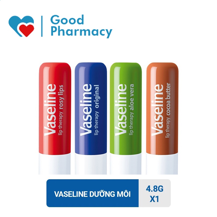 Son Vaseline Lip Therapy [CHÍNH HÃNG] - Sáp dưỡng môi ẩm, mềm, giảm khô nứt, làm son lót, giúp son bám màu 4.8g [Stick]