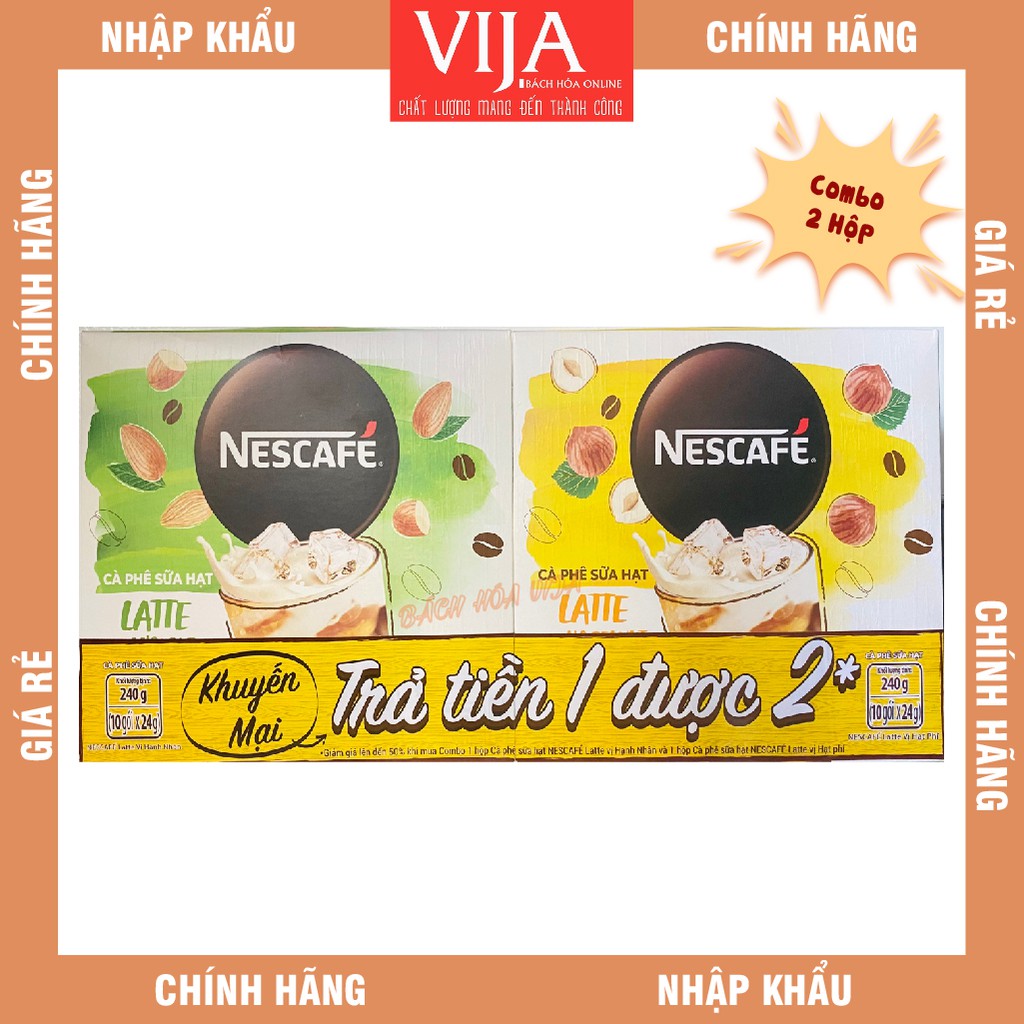 Cà phê hòa tan NESCAFÉ Latte Sữa Hạt Vị Hạt Phỉ và Hạnh Nhân