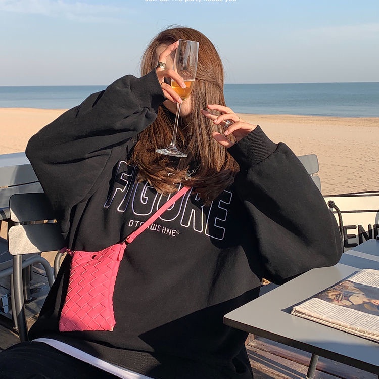 NRVP Áo Hoodie Dáng Rộng Thời Trang Hàn Quốc Đơn Giản Cá Tính Cho Nữ