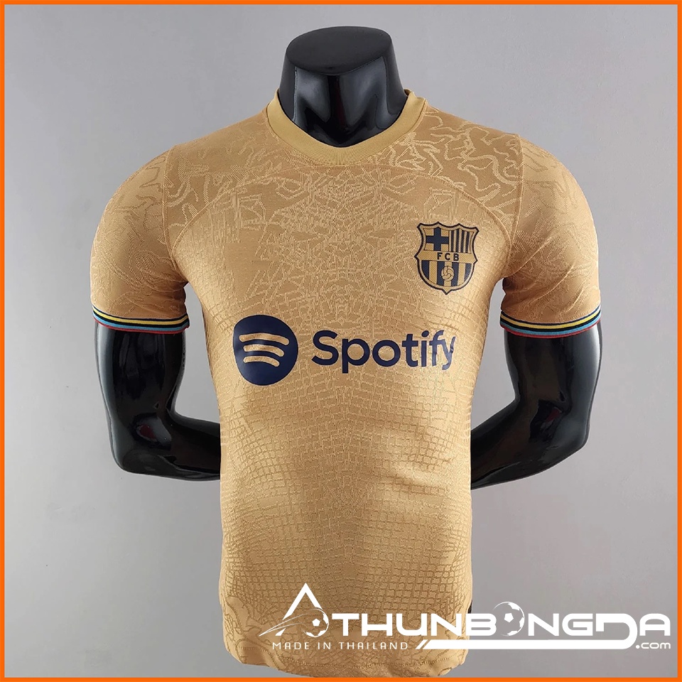 Áo Barca vàng sân khách 2022/2023, 2022/23 bản PLAYER Issue BODY fit cao cấp Thái Lan