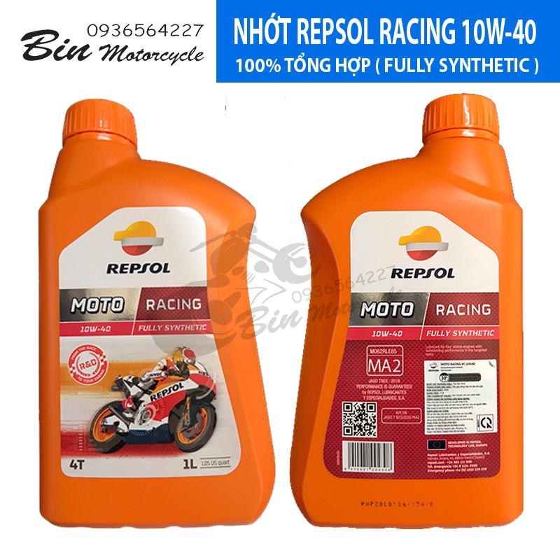 NHỚT REPSOL RACING 10W-40 100% TỔNG HỢP