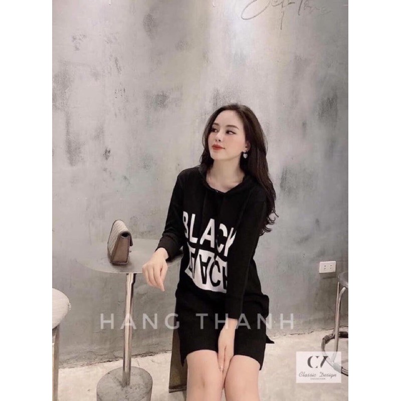 Váy suông hoodie Black trend