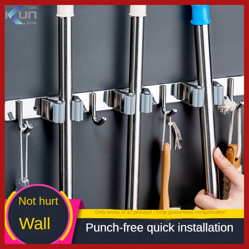 Móc kẹp giữ cây lau nhà chổi XINKUNLON dán tường chịu lực tốt chống thấm nước đa năng tiện lợi