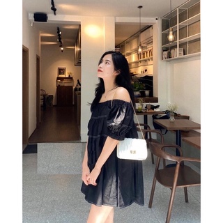 váy trễ vai chỉ nổi dáng bbd