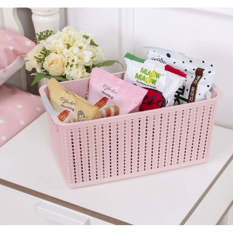 Rổ đan mây đựng đồ đa năng 3 size nhựa Việt Nhật, Giỏ đan đựng quần áo, dụng cụ nhà bếp thiết kế hiện đại