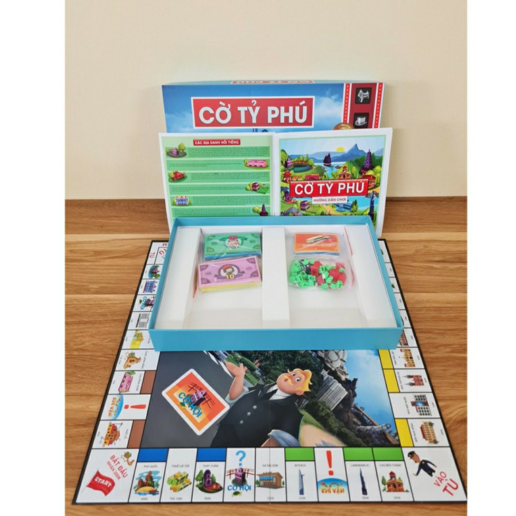 Cờ tỷ phú Monopoly cao cấp chính hãng - BOARD GAME VIỆT HÓA BẢN MỚI HIT HOT tiếng Việt tiền Việt polime