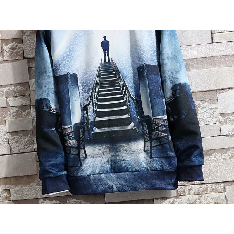 Áo sweater giả cổ sơ mi in họa tiết bầu trời 3D thời trang cho nam | BigBuy360 - bigbuy360.vn