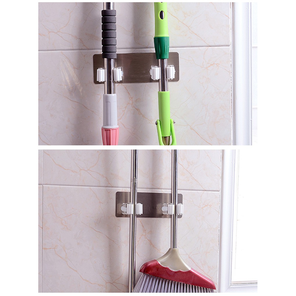 SPL-Wall Mounted Mop Holder Brush Broom Hanger Storage Rack Bathroom Organizer Hanging Pipe Hooks