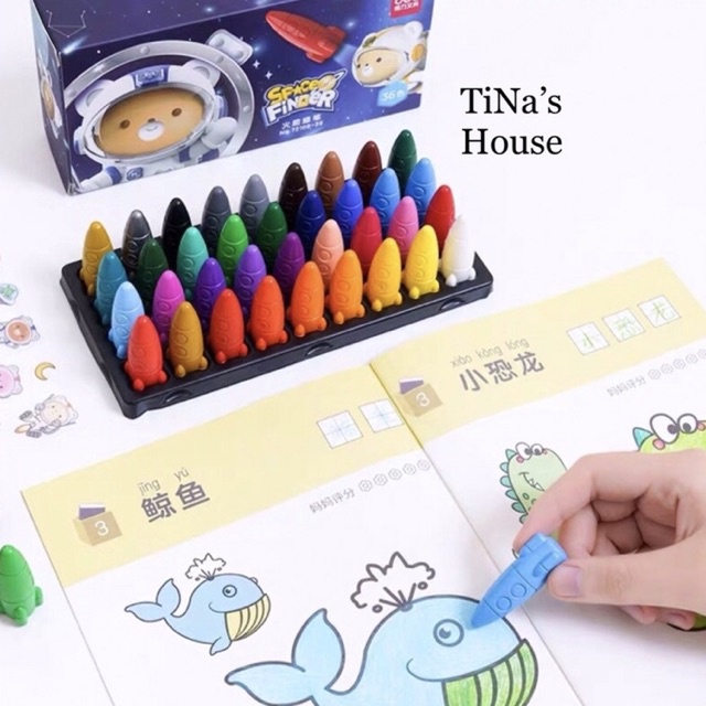 Bộ bút sáp màu hữu cơ DELI không lem ra tay an toàn cho bé hộp 12/24/36 màu - TiNa’s House