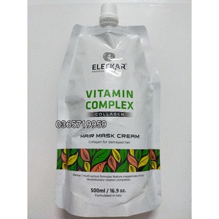 ELECKAR professional hấp dầu phục hồi tóc vitamin complex collagen bịch (500ml)