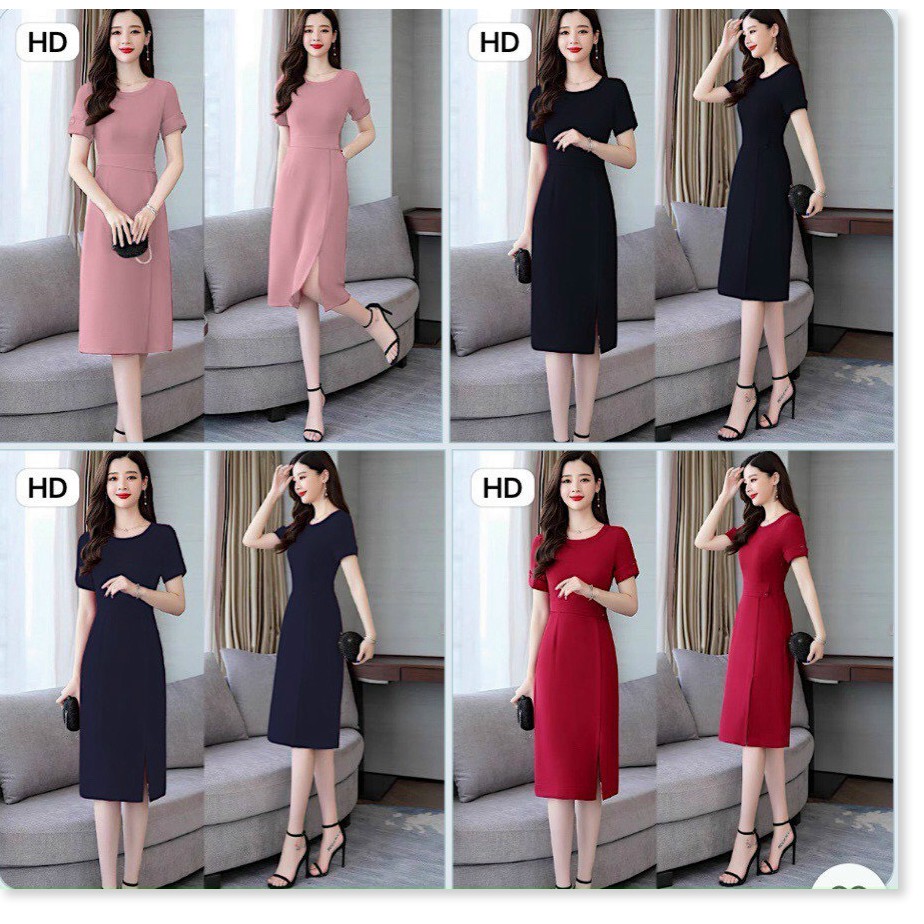 Đầm Suông Nắp Lật Phối Nút Eo Cách Điệu Dự Tiệc Phối Hợp Công Sở Siêu Sang