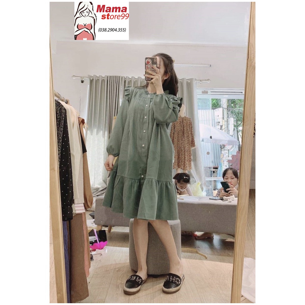 Váy Bầu Đầm Bầu Thu Đông Chất Nhung Tăm Dày Ấm Dễ Thương Xinh Xắn Đi Chơi Dự Tiệc Công Sở HN0116 Mama Store99