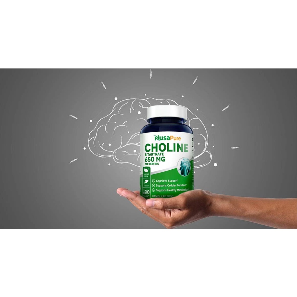 Viên uống hỗ trợ não bộ Nusapure Choline Bitartrate 650mg 200 viên