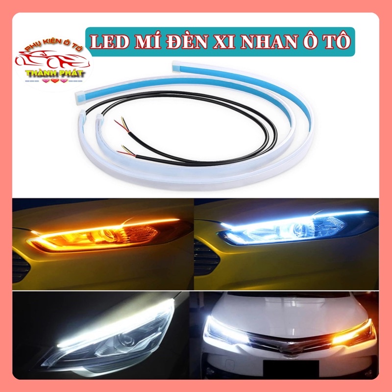 Bộ 2 dây đèn Led mí ô tô độ đèn xi nhan nháy đuổi 60cm Silicon chống nước - Led tích hợp xi nhan chạy đuổi đèn daylight