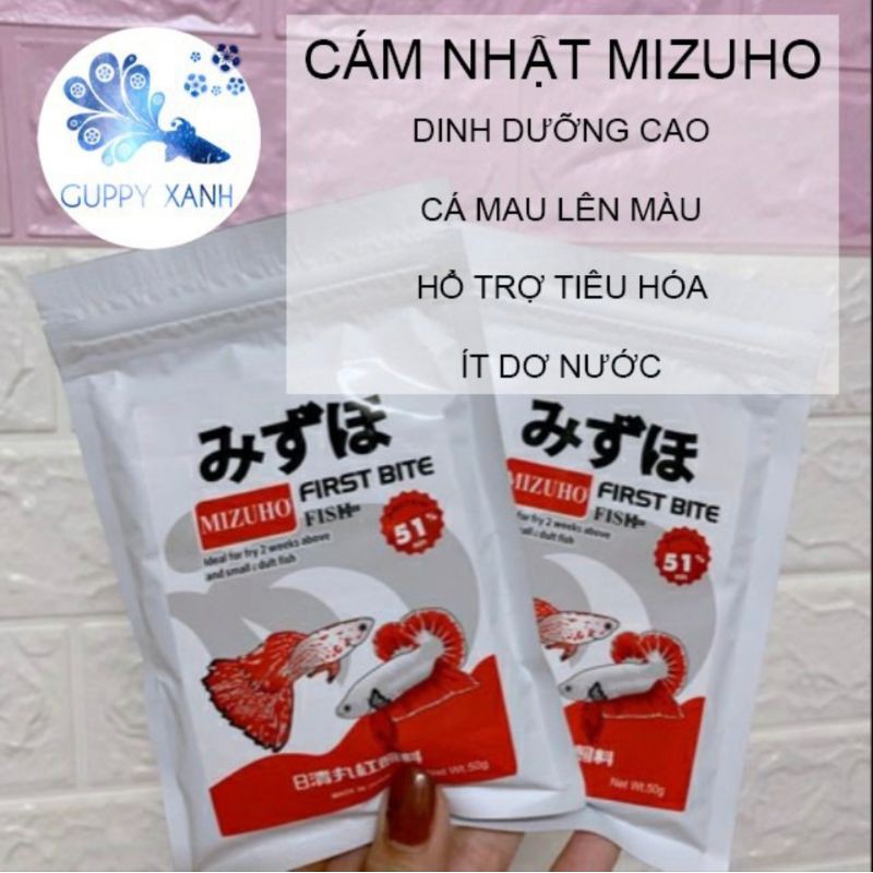 Cám Mizuho thức ăn cho guppy, betta, neon lượng đạm cao 51% ( Gói 50gr )