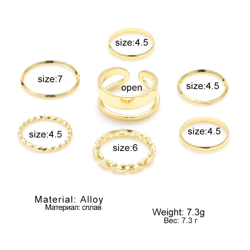 Set 7 Nhẫn Đeo Khớp Ngón Tay Cá Tính Cho Nữ