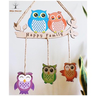 Bảng gỗ treo tường Gia đình Cú trang trí nhà cửa đơn giản đẹp mắt của Mộc Decor Tranh Gỗ Handmade