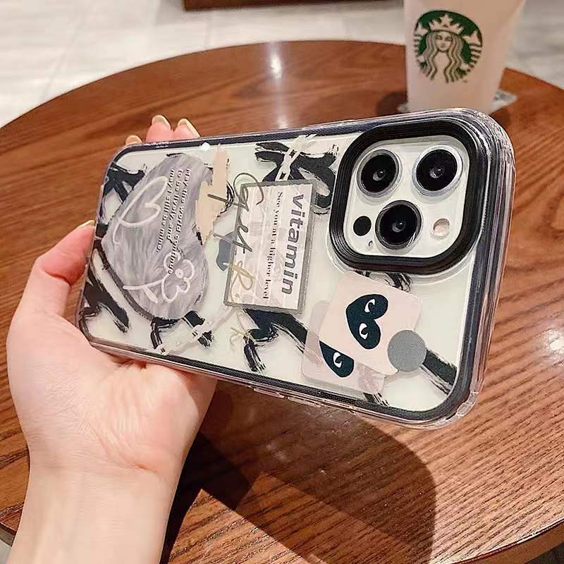 Ốp điện thoại mềm viền trắng/đen chống rơi bảo vệ toàn diện thích hợp cho iphone 12 11 13pro Xr X Xsmax 14