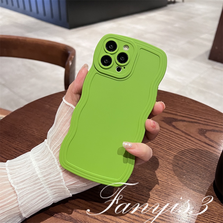 Ốp Điện Thoại TPU Mềm Màu Trơn Đơn Giản Viền Lượn Sóng Cho IPhone 14 13 12 11 Pro Max X XR Xs Max 8 7 Plus SE 2020