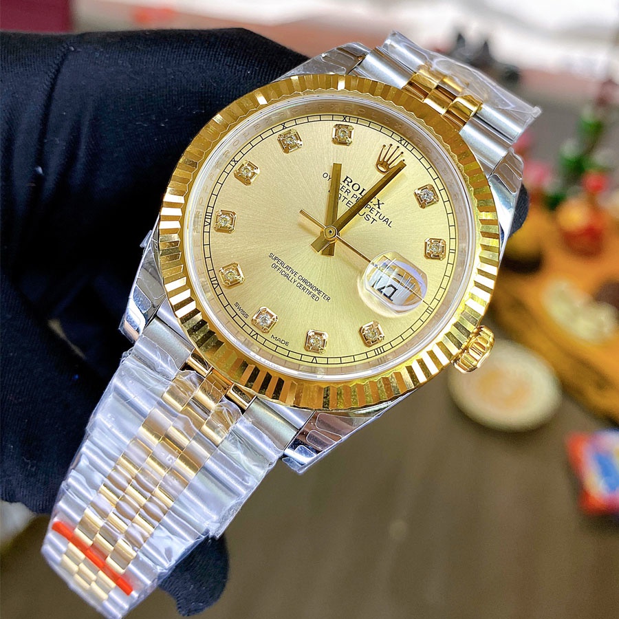Đồng hồ Nam Rolex máy cơ Nhật mạ vàng dây kim loại Automatic