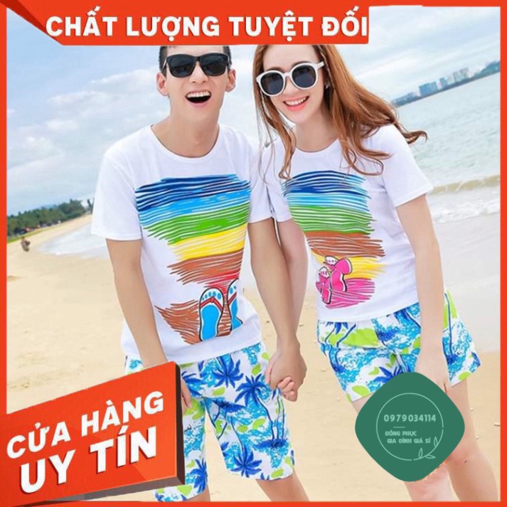 Đồng Phục Gia Đình Đi Biển - Đủ Size Nguyên Bộ GD0006T Áo thun giá sỉ