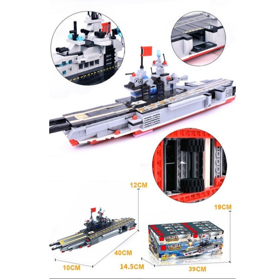 Đồ chơi lắp ráp tàu sân bay cỡ lớn, Xếp hình tàu Ming-gi 8 trong 1 siêu đẹp mắt, 763 mảnh ghép