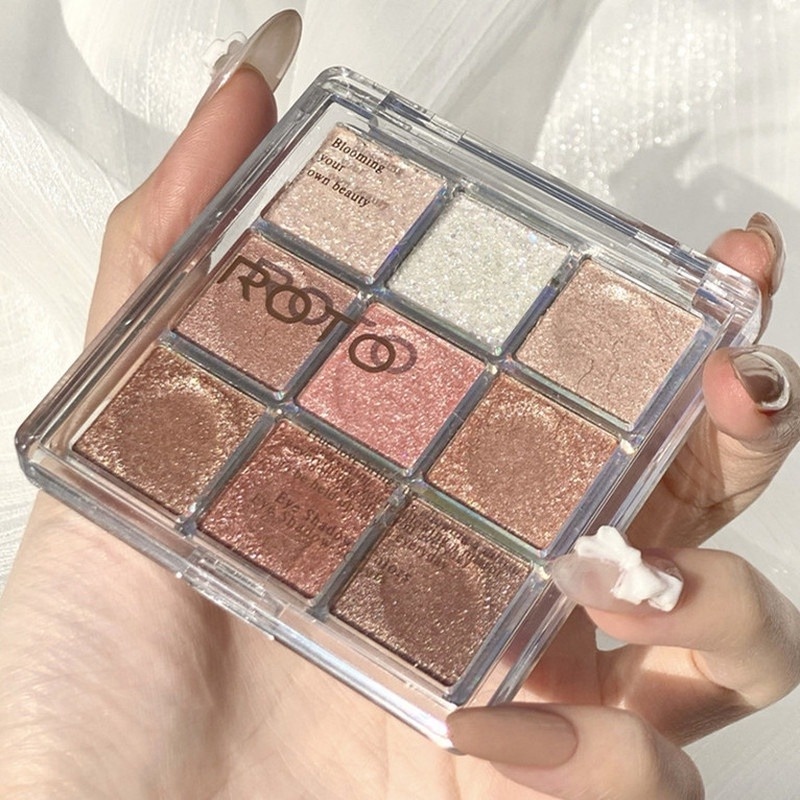 Bảng Phấn Mắt 9 Màu Sắc Tố Ngọc Trai Chống Nước Lâu Trôi Tự Nhiên Không Nhòe