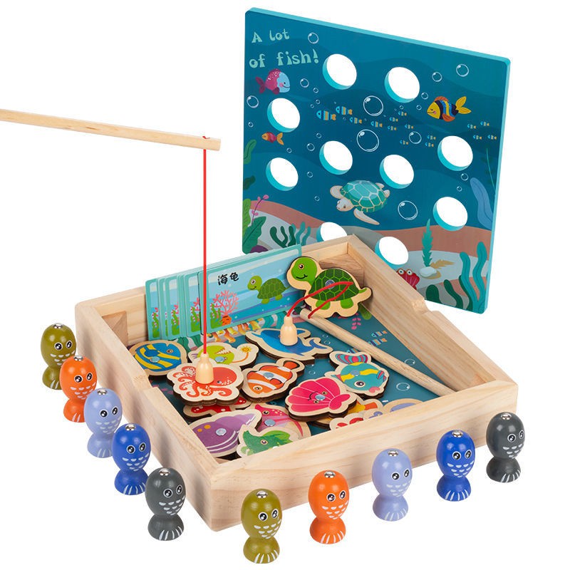 Câu đố giáo dục sớm Montessori 1-2-3 cho trẻ một tuổi -bộ đồ chơi cá bé gái vàng Bộ từ tính