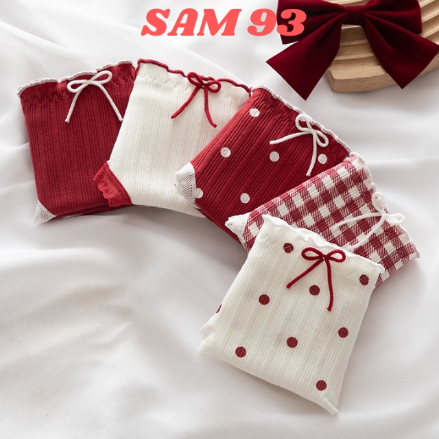 Quần Lót Cotton Gân Tăm Họa Tiết Dễ Thương Cao Cấp, Mềm Mịn 💖FREESHIP💖 Quần Chíp Nữ Thông Hơi Kháng Khuẩn – SAM93 Q19