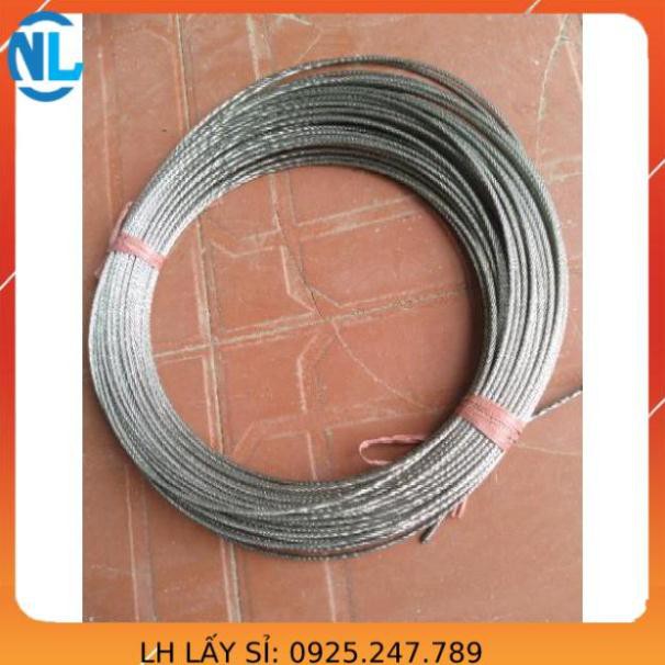 Dây cáp lụa 4 ly dài 10 mét bằng inox 304. Kèm 2 khoá đầu dây, 1c nở sắt móc phi 8, 1 tăng dây