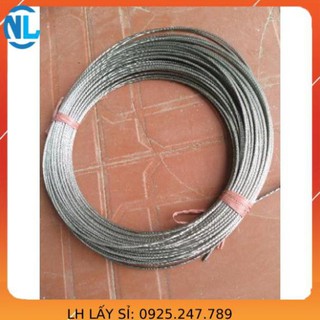 Dây cáp lụa 4 ly dài 10 mét bằng inox 304. Kèm 2 khoá đầu dây, 1c nở sắt móc phi 8, 1 tăng dây