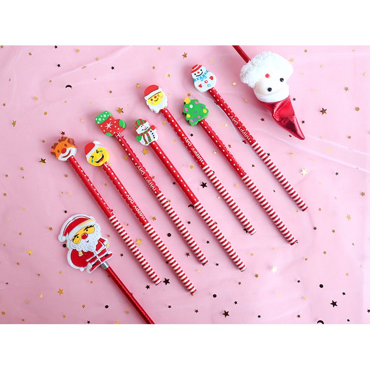 [Mã 12LSSALE giảm 100% đơn 50k] Bút chì gỗ mềm màu đen có tẩy Noel cute dễ thương giá rẻ cho bé học sinh NATO BC03