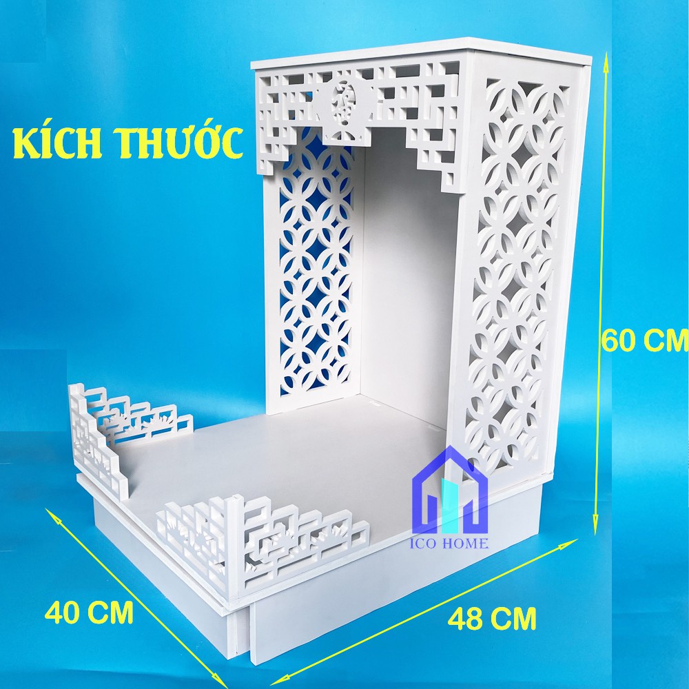 Bàn thờ ông địa thần tài bằng gỗ đẹp màu trắng khắc chữ LỘC cực đẹp - ICO HOME