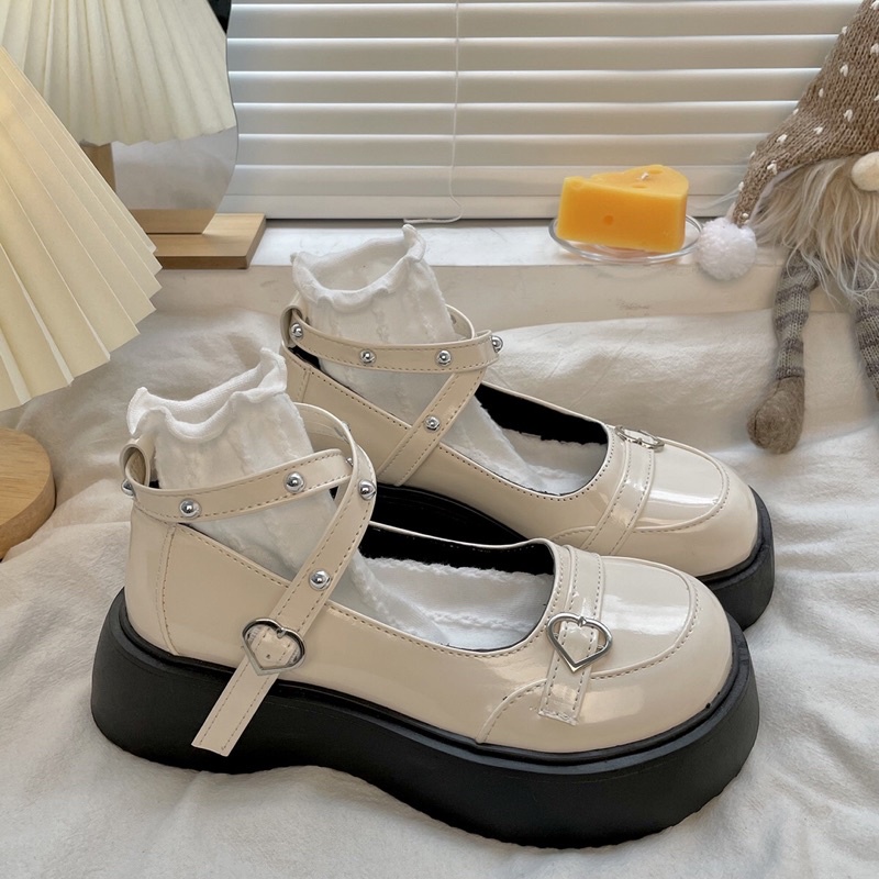 Giày lolita nữ độn đế cao,Giày da ulzzang nữ phong cách Hàn Quốc LT28