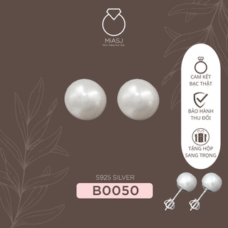 Bông khuyên tai nữ hột trai nhân tạo Bạc Ý S925 cao cấp B0050 | Mi.A trang sức bạc