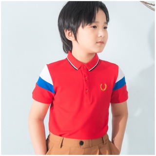 Áo polo cotton cộc tay cho bé trai 137KIDS màu đỏ phong cách thể thao