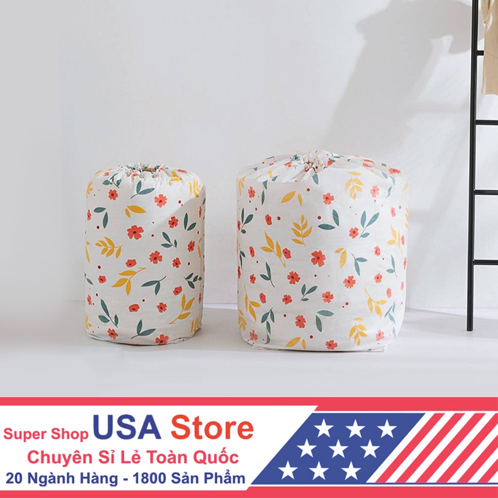 Túi Rút Đựng Chăn Decor Kiểu 2 32X70Cm - Túi Vải Hình Trụ Đựng Quần Áo, Mền Dây Rút, Hoa Văn Đẹp