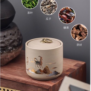 Hũ, Bình đựng trà bằng gốm (Cỡ lớn, nắp khít)