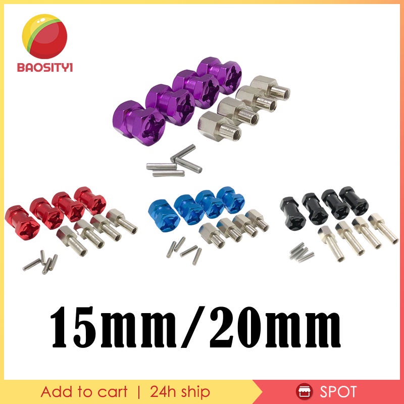 Bộ 4 Đầu Nối Dài Trục Bánh Xe Bằng Nhôm 15mm / 20mm Cho Axial Scx10 D90 Ax10 CC01 F350 RC