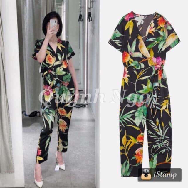 Q231 #zara JUMPSUIT HOẠ TIẾT XOẮN NGỰC ✖️ #330k