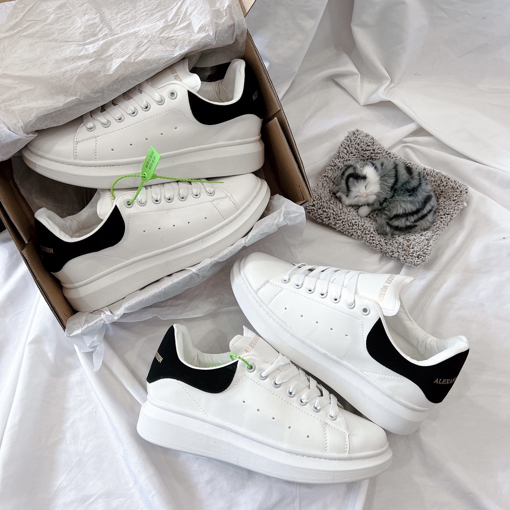 Giày Thể Thao Nam Nữ Ngô Thắng MC Trắng Gót Đen Đế Cao 5Cm