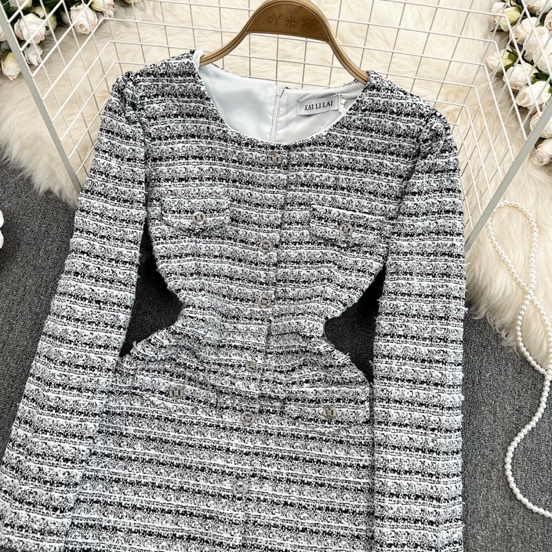 Đầm dạ tay dài dáng ôm koreastyle