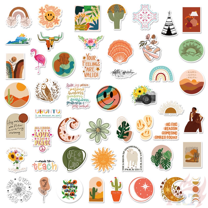 Bộ 100 Cái/Bộ ❉ Miếng Dán Trang Trí Kiểu Retro Thiết Kế Dễ Thương ❉ Sticker Dán Tường Chống Thấm Nước Thời Trang
