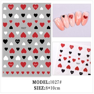 sticker 3d mẫu trái tim dán móng tay nail
