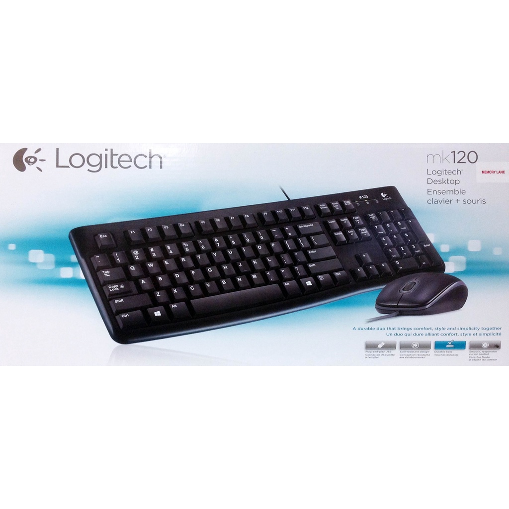 Combo Keyboard + Mouse Logitech MK120 Chính Hãng. COMBO PHÍM CHUỘT CÓ DÂY USB MK120 CHÍNH HÃNG.