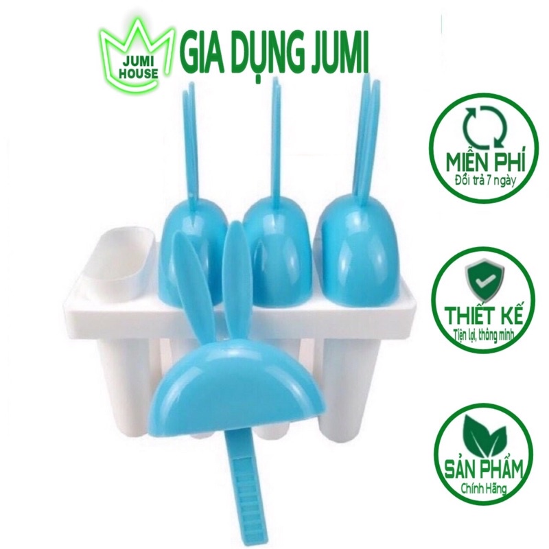 KHUÔN LÀM KEM 4 QUE NHỰA CÓ NẮP TAY CẦM TAI THỎ NGỘ NGHĨNH VIỆT NHẬT PLASTIC