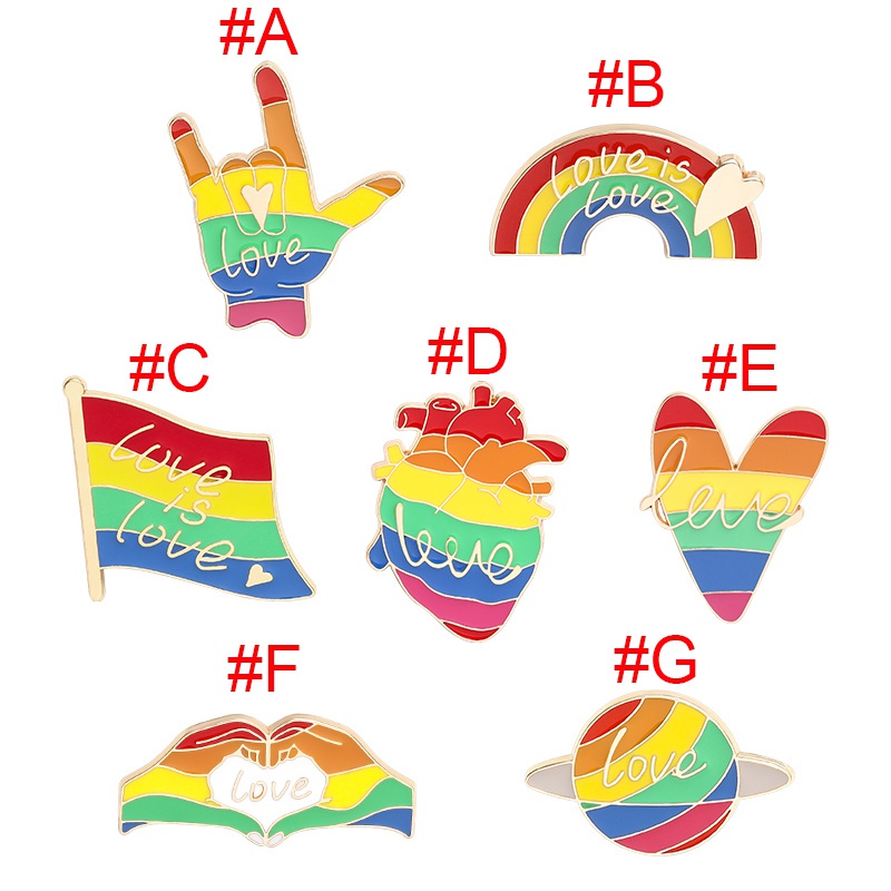 Ghim Cài Áo Kim Loại Tráng Men Hình Trái Tim Cầu Vồng Dễ Thương