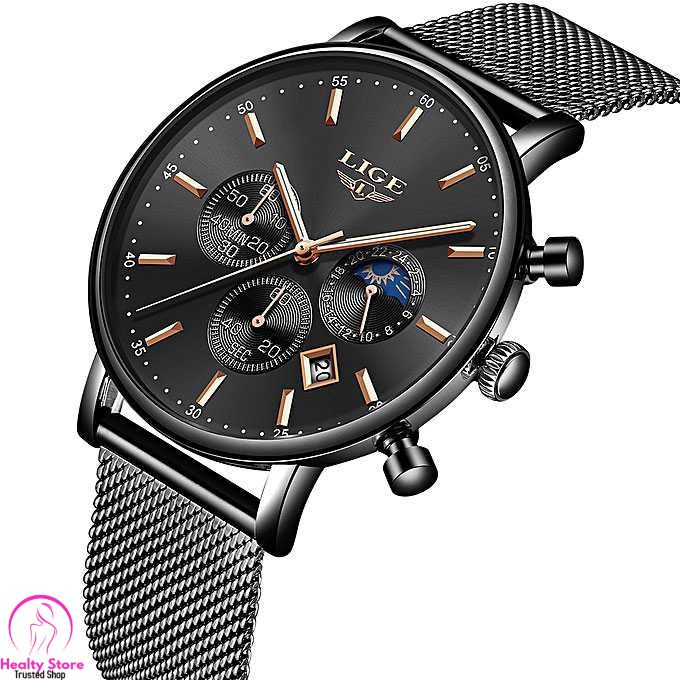 Lige Đồng Hồ Quartz Chronograph Chất Liệu Thép Không Gỉ 9894